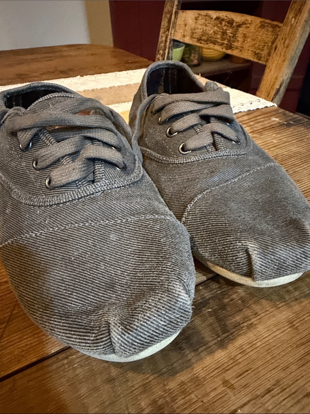 Toms Gray Canvas Lace-Up Sneakers